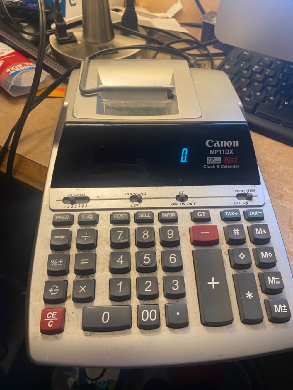 Canon MP11DX 12-Digits 2-Color Clock Calendar Adding Machine Printing Calculator
